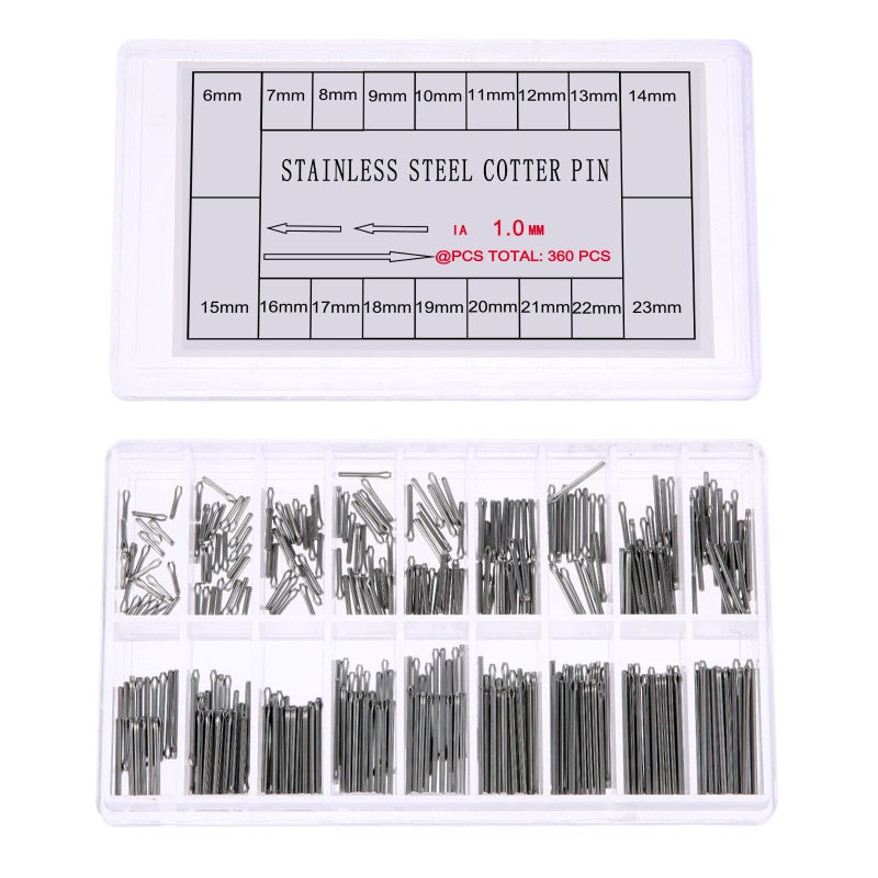 Hicello 360PCS 6-23mm Watch Band Link Cotter Pin Assortment  Stainless Steel Watch Bracelet Pin for Watch Band Repair Kit Dia. 1.0mm - Image 1